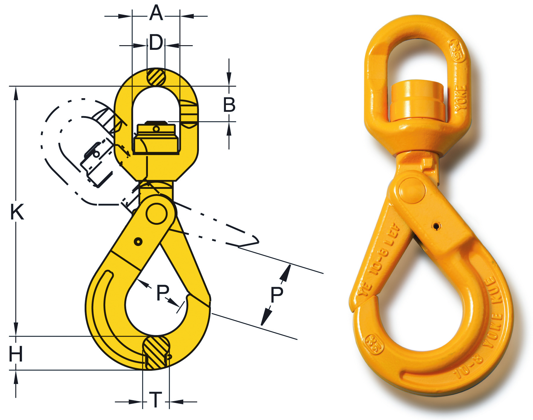 8-027N Swivel Self Locking Hook with Ball Bearing
