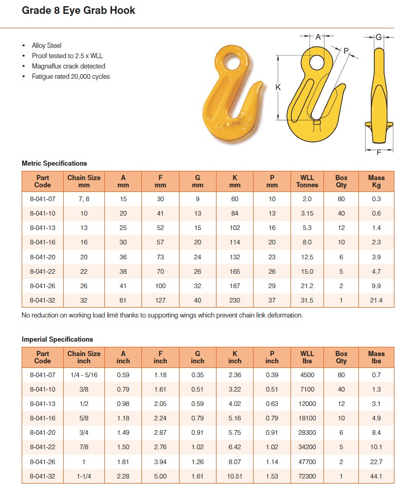 8-041 Eye Grab Hook Specs